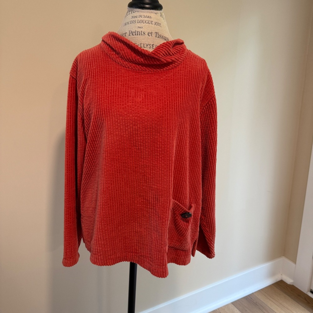 Color me Cotton Women's Orange Corduroy Top Size L